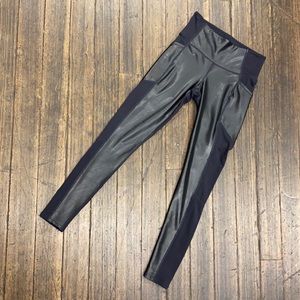 ATHLETA Black legging with Faux leather.